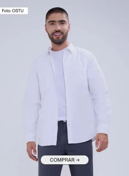 camisa blanca casual para hombre basica